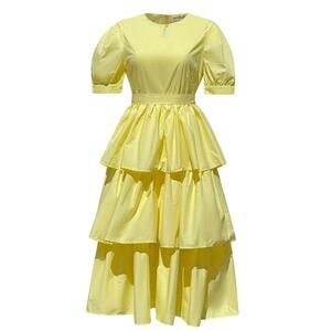 Madeleine Simon Yellow Fibonacci Tiered Princess Dress Size Large